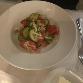 Heirloom Tomatoes, Cucumbers & Sweet Onions, Preserved Lemon Dressing