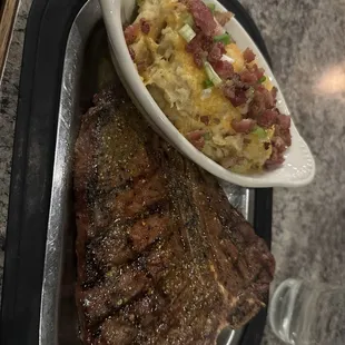 T-Bone Steak and Loaded Mash Potatoes