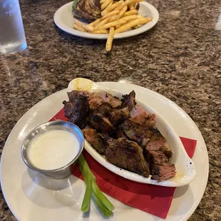 Sirloin tips and a Rueben sandwich.