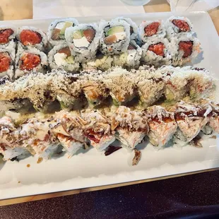 Spicy tuna, Philadelphia, Treasure Island, and Osaka. All so good!