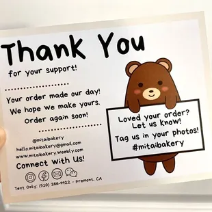 a thank card for a customer