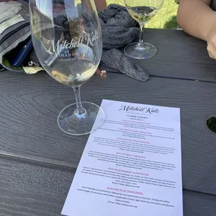 menu and wine glasses