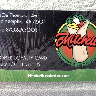 customer loyalty card!