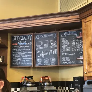Coffee menu