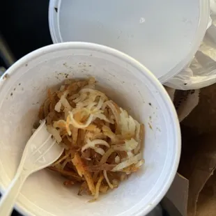 Hashbrows, one order. It&apos;s best to get double order!