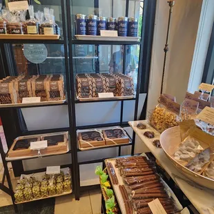 shelves of chocolates and pastries