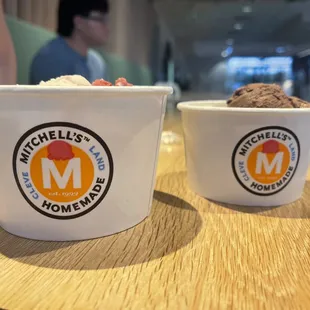 two cups of ice cream