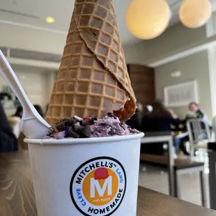 a cone of ice cream