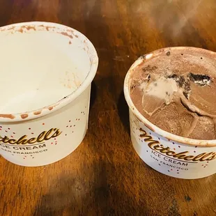 The 2 cups separated.  Clearly the child's cup accommodates far less ice cream.