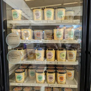 a display case full of ice creams