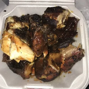 Jerk chicken w/ BBQ sauce. $4