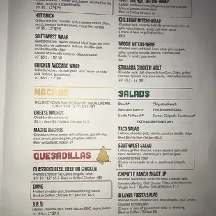 New menu as of April 20, 2018