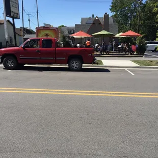 pizza, outside