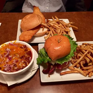 Chili, Mitchburger and Original Fish Sandwich
