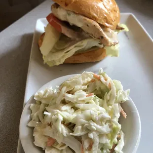 Chicken sandwich with cole slaw