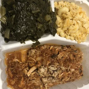 a meal in a styrofoam container