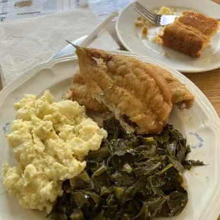 Consistently delicious fried whiting, potato salad and collard greens