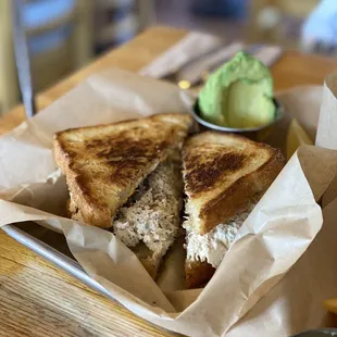 Tuna melt. Execution slightly off- the bread is cold/dry - they don&apos;t grill the sandwich at once. Still good cause the tuna is fresh.