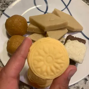 a plate of desserts