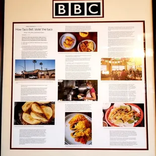 Article on the wall on how Taco Bell stole the Taco!!