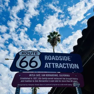 a sign for route 66