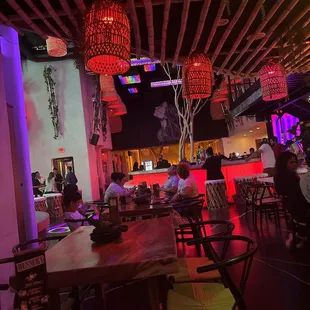 Dining area with bar.