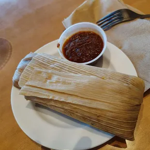 Vegetarian tamale was so good.
