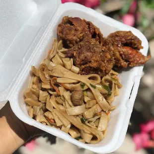 Chow funn and garlic chicken