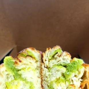 Inside of edamame Danish