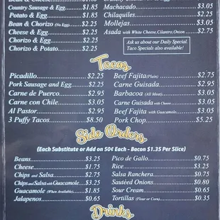 Menu as of 09.04.2023