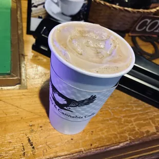 I got the latte with almond milk with THC!!!!