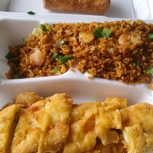 L1 Combo. Dinner size. Added shrimp to the rice.