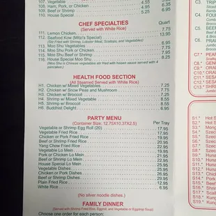 menu