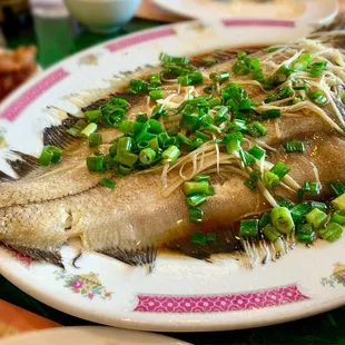 Steamed flounder with ginger and scallion
