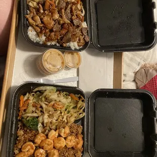 a tray of food