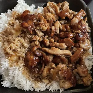 Chicken teriyaki with white rice and no veggies
