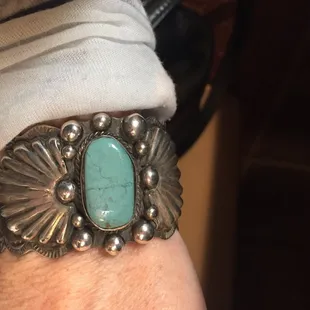 The beautiful bracelet. Sleeping Beauty made from a Navajo Indian woman, Maggie.
