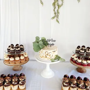 a variety of cupcakes on a table