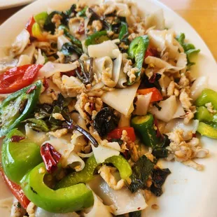 Pad kee mow with ground chicken
