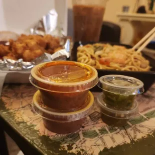 a table full of food