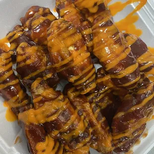 a close up of a tray of food