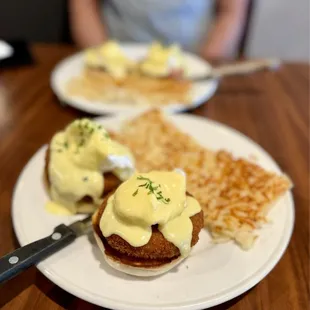 Crab Cake Benedict with Hash Browns