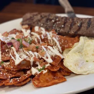 Chillaquiles with steak added