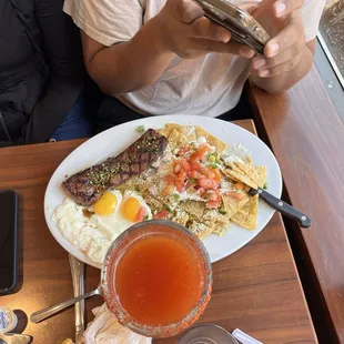 Michelada and green chilaquiles