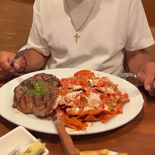 Chilaquiles with steak