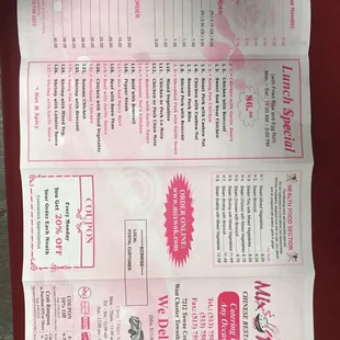 a menu for a restaurant