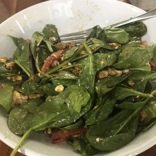 Parlez Vous Francais Salad my way with goat cheese, chicken, walnuts, and strawberries. Yum!