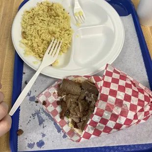 Lamb gyro combo and rice