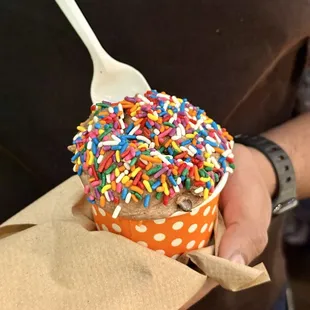 Chocolate lavender with sprinkles