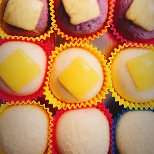 Puto-filipino steamed cakes with and without cheese.